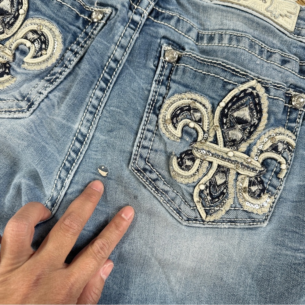 Miss Me Women’s Hailey Skinny Jeans Low Rise Embellished in Medium Wash 29 - Picture 16 of 16